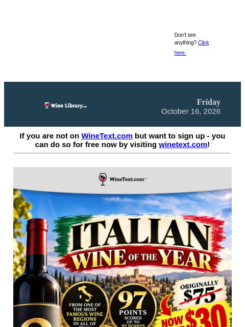winelibrary newsletter: It’s this Monday! Our Italian Wine of the Year Hit...