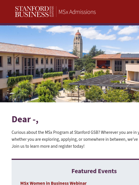 stanford newsletter: Join Us: Events at Stanford GSB