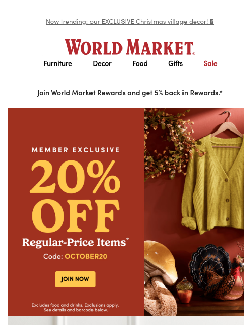 emailworldmarket newsletter: 20% off Yuletide touches and more 🤶