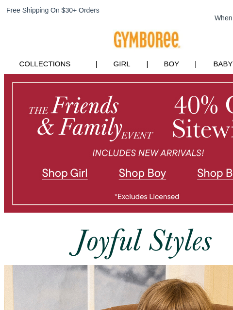 gymboree newsletter: The Friends & Family Event: 40% Off Sitewide