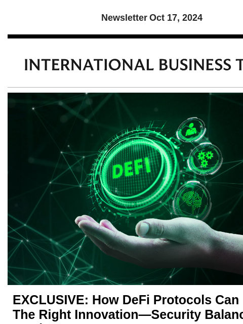 Newsletter Oct 17, 2024 EXCLUSIVE: How DeFi Protocols Can Strike The Right Innovation—Security Balance With WeFi Group CEO The DeFi space has continued to expand in recent years, but protocols remain