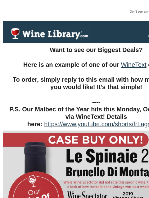 winelibrary newsletter: Did you see this offer? Double 94 Point Brunello f...
