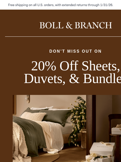 bollandbranch newsletter: 20% off the styles you love