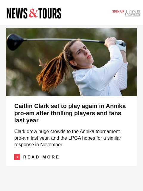 golfdigest newsletter: Tiger updates 2026 schedule