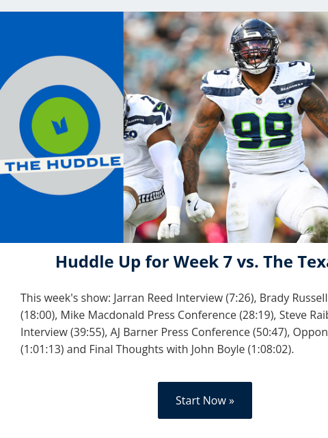 seahawksemail newsletter: Huddle Up for Week 7 vs. The Texans