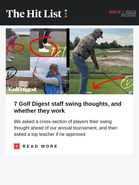 golfdigest newsletter: 7 swing thoughts we're testing out