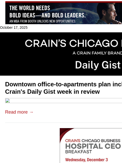 crainalerts newsletter: Downtown office-to-apartments plan inches closer t...
