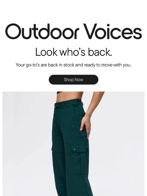 outdoorvoices newsletter: Your favorites are back.