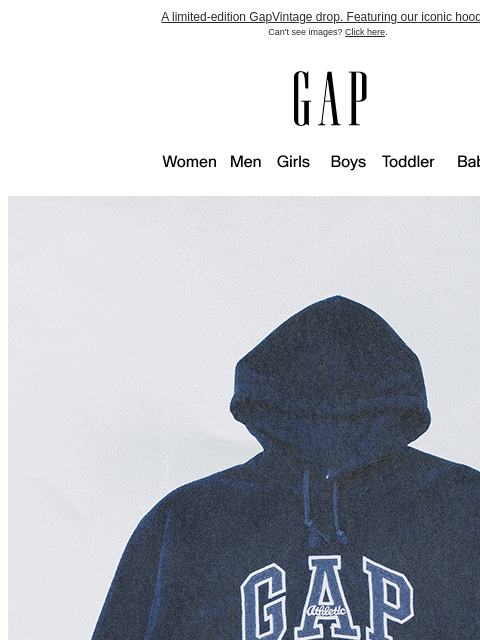 gap newsletter: GapVintage drop: The Logo Hoodie