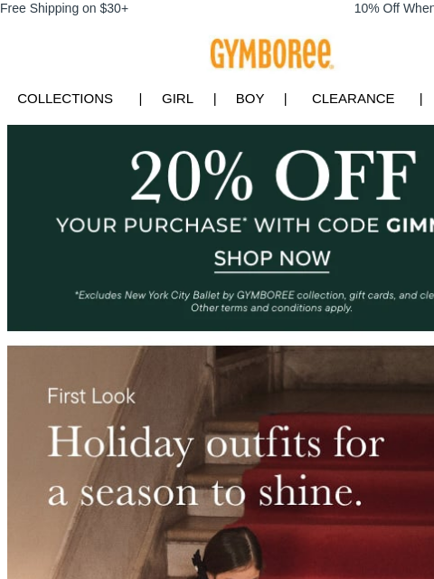 gymboree newsletter: Extra 20% Off New Holiday Arrivals ๐