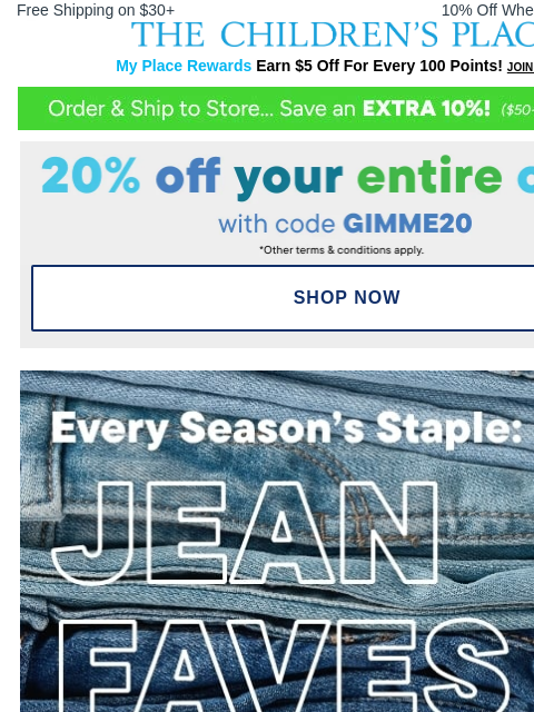 childrensplace newsletter: $8 & UP JEANS 👉Limited. Time. Only!!!