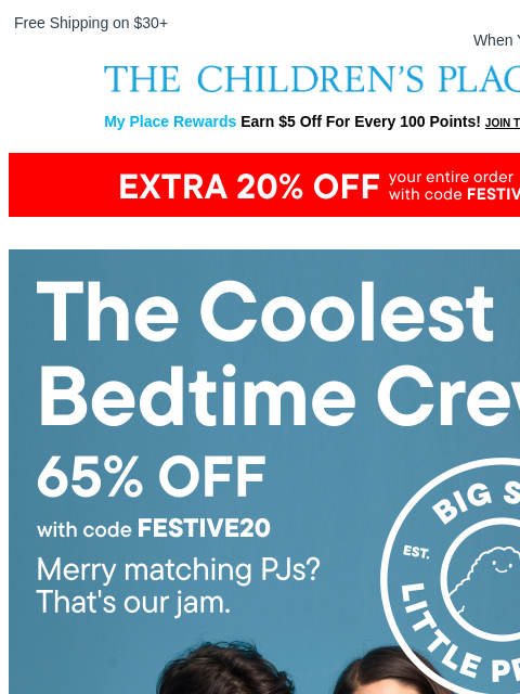 childrensplace newsletter: Cue the Matching Holiday Fam PJs! 🎁