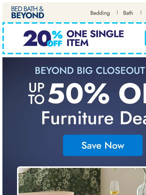 bedbathandbeyond newsletter: Furniture finds up to 50% off