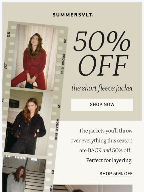 summersalt newsletter: The layer you love, 50% OFF