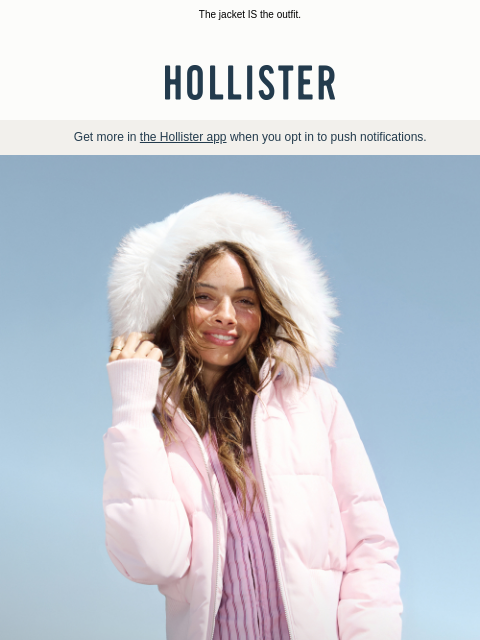hollisterco newsletter: Our top-rated pink Hollister Peyton Puffer 💕