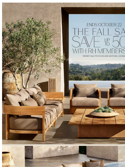 rh newsletter: Outdoor Collections Up to 50% Off Through October ...