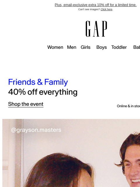 gap newsletter: From us, with gratitude: 40% off everything*