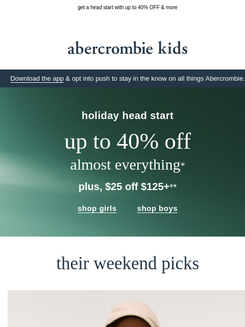 abercrombie newsletter: no such thing as early holiday shopping