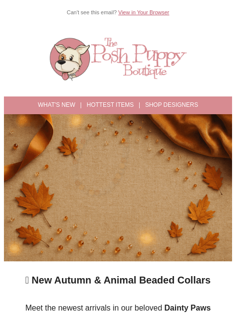 poshpuppyboutique newsletter: ✨ New Dainty Paws Collars Have Arrived — Fall & An...