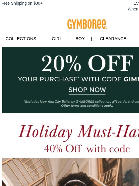 gymboree newsletter: Today's Savings: Extra 20% Off Your Order!