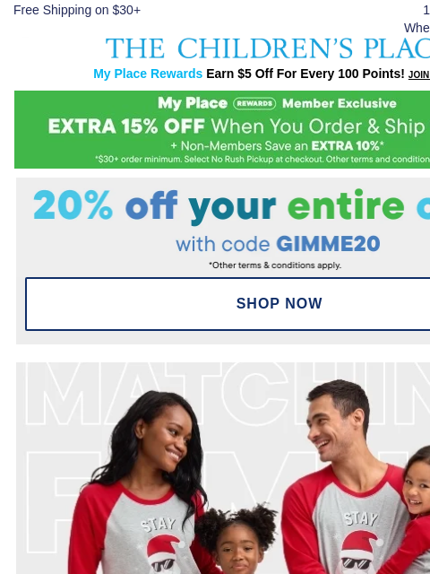 childrensplace newsletter: Matching Family Holiday Pajamas (50-80% OFF!) 💤🎄