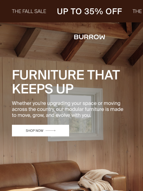 burrow newsletter: Save up to 35% on modular furniture