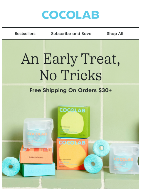 cocolab newsletter: FREE shipping on orders $30+ 🍁🍂 🎃