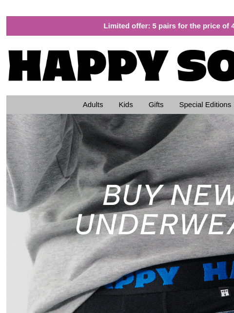 happysocks newsletter: Buy New Underwear, Get Free Socks!