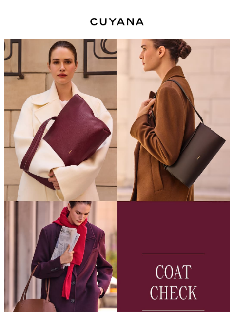 cuyana newsletter: The Coat-Friendly Bags