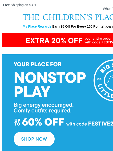 childrensplace newsletter: Up to 60% OFF Sweats Made for Nonstop Play