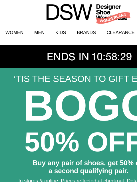 dsw newsletter: BOGO 50% off ends *TODAY*