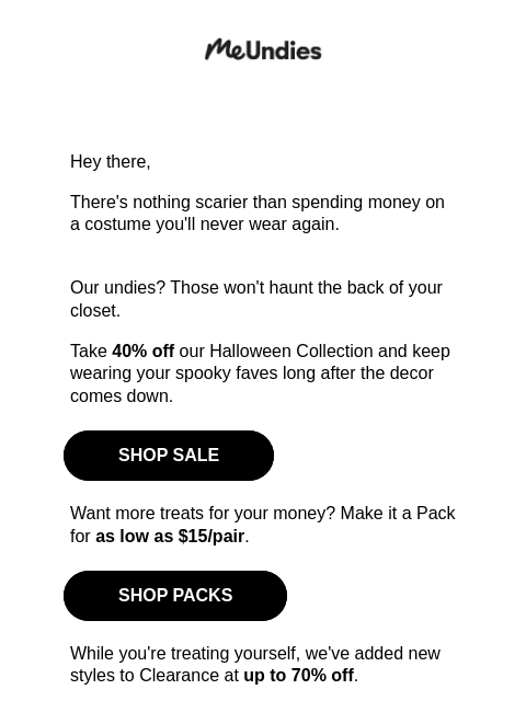 meundies newsletter: Spooky savings are hidden here