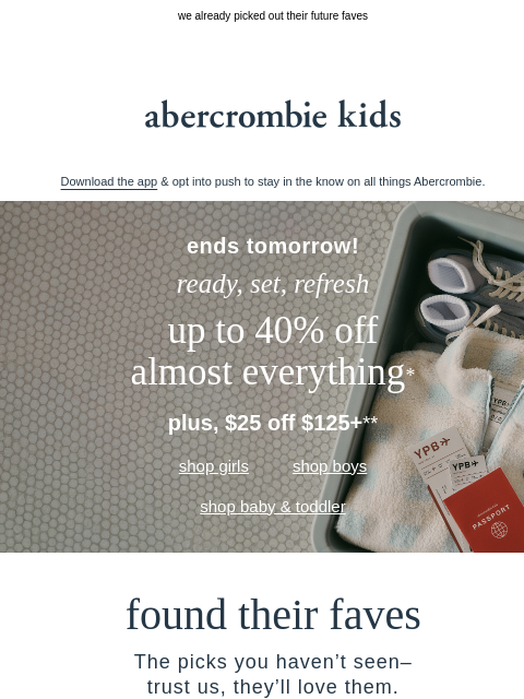 abercrombie newsletter: reminder for up to 40% OFF almost everything*