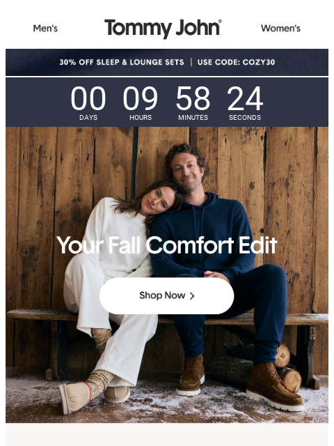 tommyjohn newsletter: Your Fall Forecast: 30% Off Sets