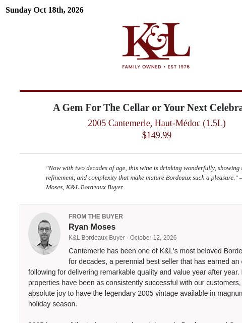 klwines newsletter: Magnum In Stock Now: 2005 Bordeaux From a K&L Favo...