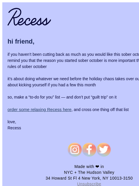 takearecess newsletter: make a "to-do for you" list