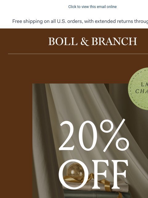 bollandbranch newsletter: ⏰ Last call: 20% OFF ends soon 