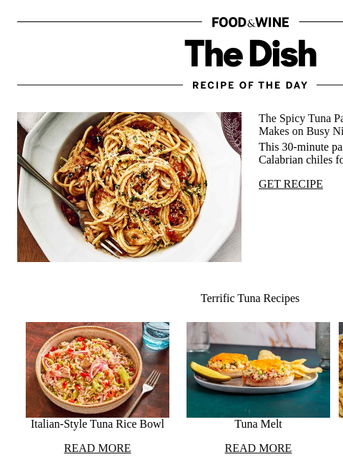 foodandwine newsletter: Samin Nosrat's Spicy Tuna Pantry Pasta