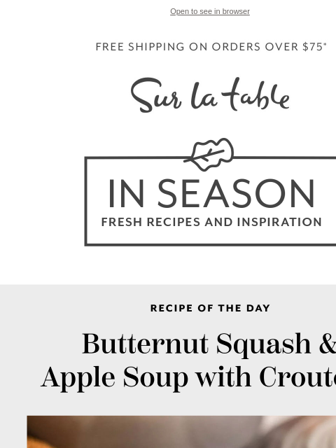 surlatable newsletter: Squash your craving for fresh fall fare.