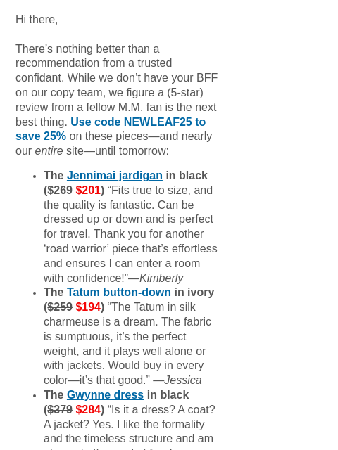 mmlafleur newsletter: 5-star-rated. 25% off. ⭐