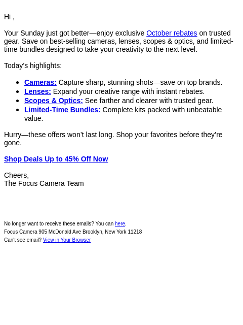 focuscamera newsletter: October rebates are here 🍂 Up to 45% Off