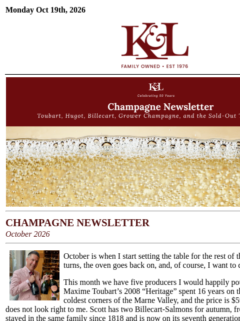 klwines newsletter: K&L Newsletter: Our Spirits Buyer's Champagne Pick...