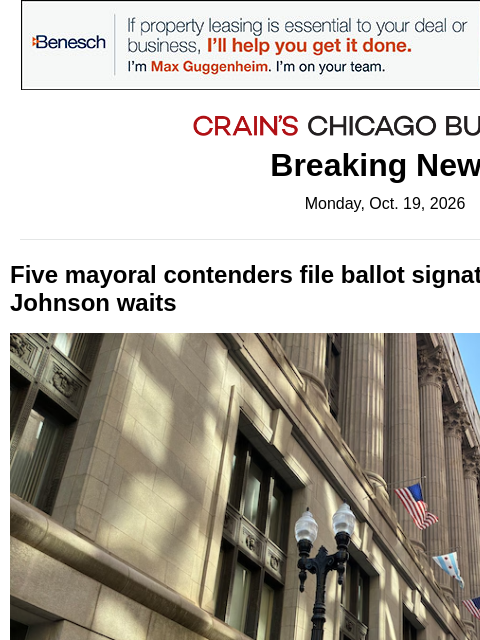 crainalerts newsletter: Mayoral contenders file ballot signatures to chall...