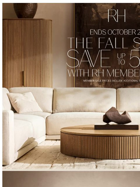 rh newsletter: Discover Up to 50% Off Living, Dining, Bedroom & M...