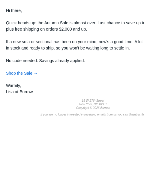 burrow newsletter: Last chance. Autumn Sale ends soon.