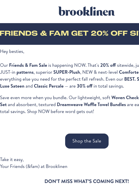 brooklinen newsletter: Our Top Picks, Now on Sale