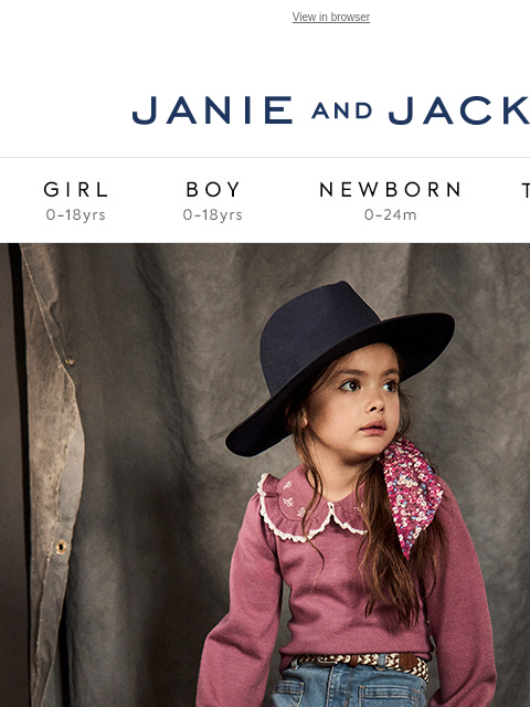 They're an extra 20% off. View in browser Stores Janie and Jack Girl Boy Newborn Tween Janie and Jack Girl Boy Newborn Tween 20% off your purchase Girl Boy Newborn Girl Newborn Boy Accessories Sale