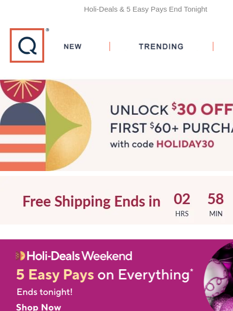 Holi-Deals & 5 Easy Pays End Tonight QVC New TRENDING DEALS Free Shipping on Everything deals black friday amazon outerwear now youre cooking handbags Ships 11/4/24 Roberta's 2024 Jumbo Dutch