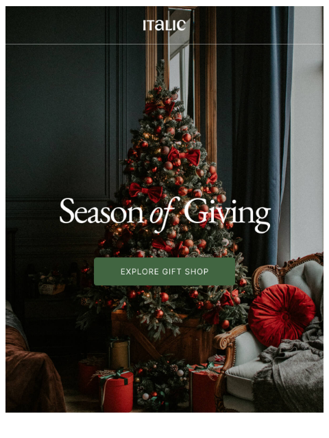 italic newsletter: Beat the Stress. Your Holiday Shopping Starts Here