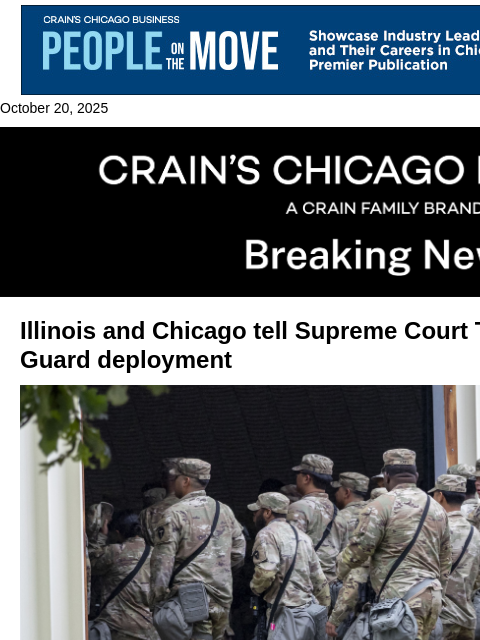 crainalerts newsletter: Illinois replies to Supreme Court in Trump Guard c...